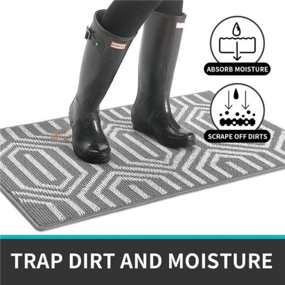 Durable Front Door Mats for Entryway, 20"X32" Grey - Picture 2 of 6